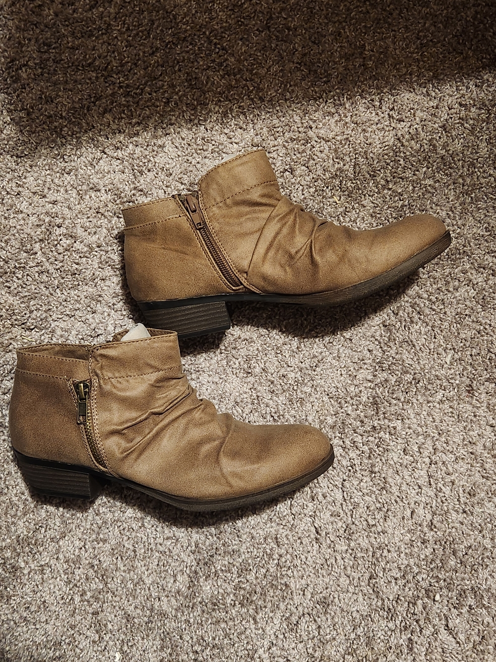 Maurices Women's Tan Ankle Boots with Side Zippers